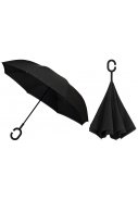 Zwarte Inside out paraplu, dubbeldoeks en windproof 1