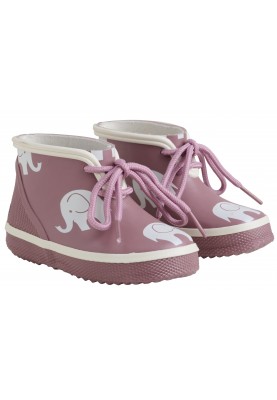 Lage roze (Burlwood) kinderregenlaars met Olifanten Print 