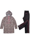 Leopard Kiss duurzame regenponcho en zwarte regenbroek