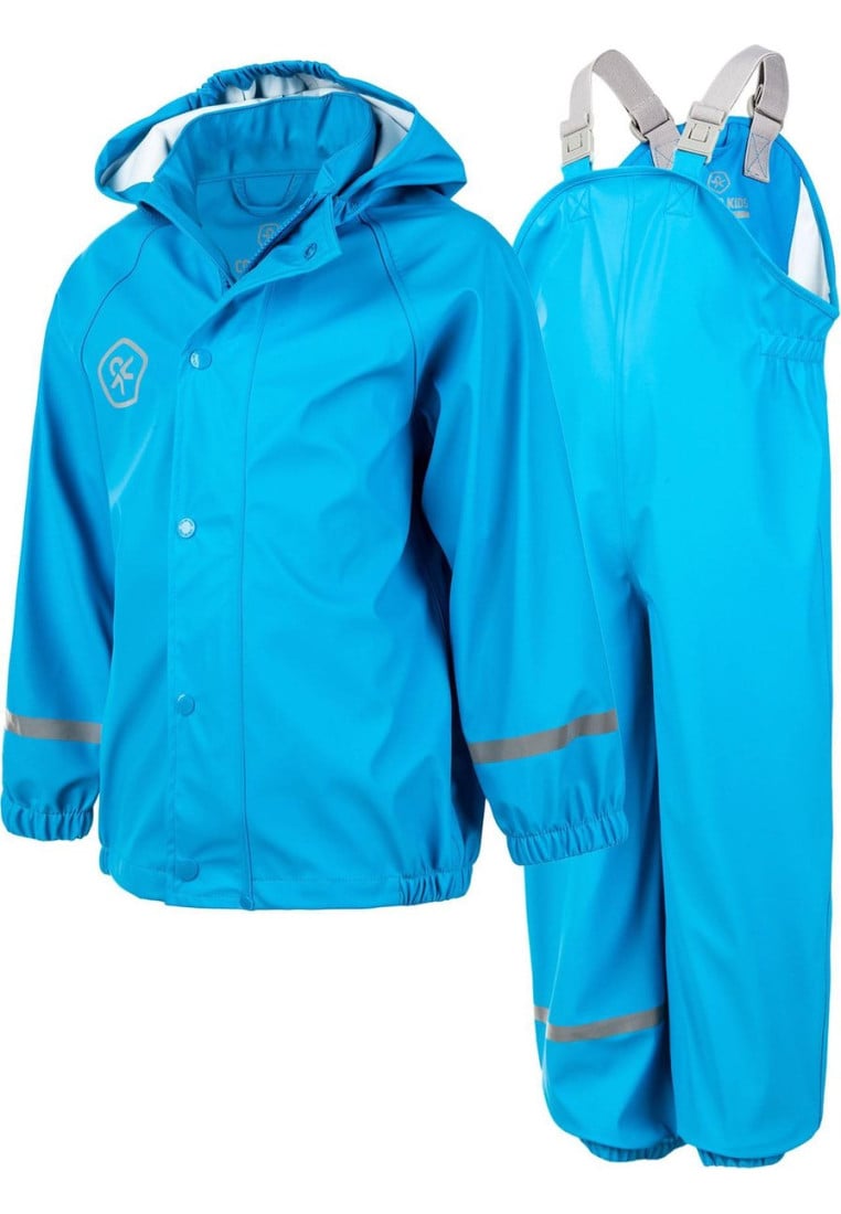 BlueY Regenpak voor kinderen, fleece gevoerd, waterdicht modderpak voor meisjes met capuchon, regenoverall voor kinderen, gevoerd, roze, 2-3 Jaar