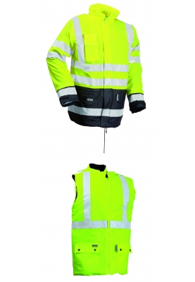 Lyngsøe Rainwear 3-in-1 Regenjas/bodywarmer fluor geel