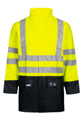 Lyngsøe Rainwear Hi-Vis regenjas fluor geel/marine