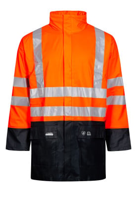 Lyngsøe Rainwear Hi-Vis regenjas fluor oranje/marine