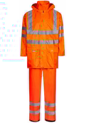 Fluor oranje HI-Vis regenpak van Lyngsøe Rainwear
