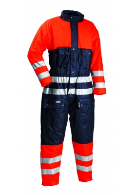 Lyngsøe Rainwear Hi-Vis winteroverall fluor oranje/marine