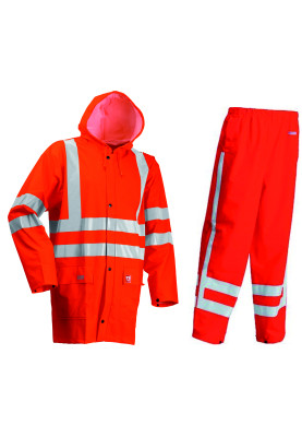 Lyngsøe Rainwear Vlamvertragende regenpak fluor oranje