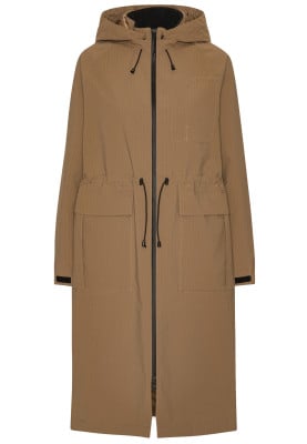 Mocca lange winterjas Thermy van Ilse Jacosen