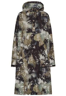 Moss Print regenponcho met mouwen van Ilse Jacosen