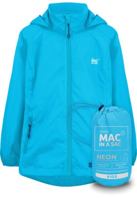 Neon blauwe kinderregenjas van Mac in a Sac
