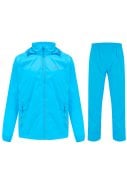 Neon blauwe regenpak van Mac in a Sac (Neon blauwe broek met volledige rits)