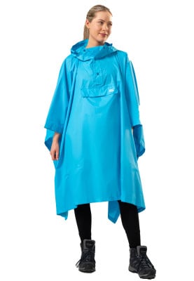Neon blauwe regenponcho van Mac in a Sac