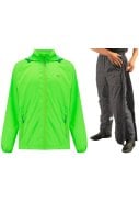 Neon groene regenpak van Mac in a Sac (broek met volledige rits)