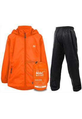 Neon oranje kinderregenpak van Mac in a Sac