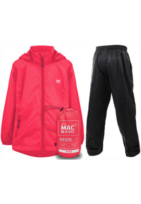 Neon roze kinderregenpak van Mac in a Sac