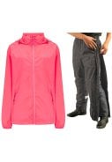 Neon roze regenpak van Mac in a Sac (broek met volledige rits)