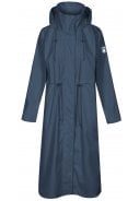 Donkerblauwe lange dames regenjas Sandby van Derbe