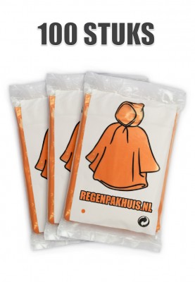 Oranje wegwerp regenponcho's (100 stuks)