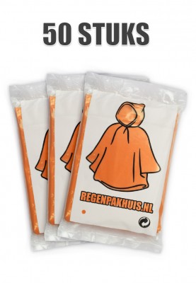 Oranje wegwerp regenponcho's (50 stuks)