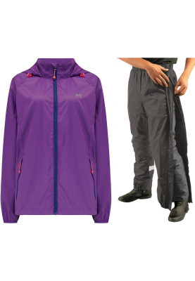 Paars regenpak van Mac in a Sac (broek met volledige rits)