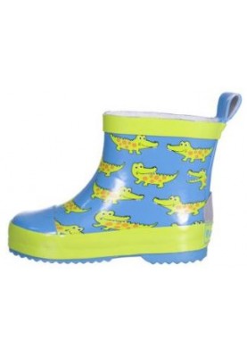 Playshoes korte regenlaars blauw met groene krokodil