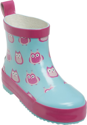 Playshoes korte regenlaars turquoise met roze uiltjes