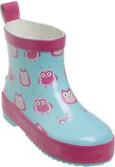 Playshoes korte regenlaars turquoise met roze uiltjes