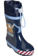 Playshoes regenlaars donkerblauw met een graafmachine