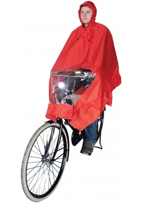 Rode Regenponcho voor op de fiets van Hooodie