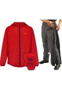 Rood regenpak van Mac in a Sac (broek met volledige rits)