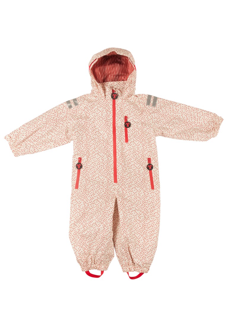 poeder Een nacht bedelaar Wit met rood regenpak Saami van Ducksday - Kinderregenkleding