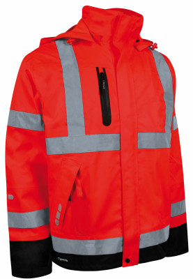 Rood/zwart Hi-Vis Regenjas van Lyngsøe Rainwear