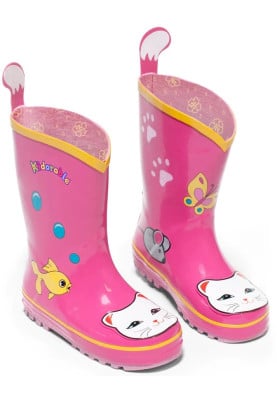 Roze kinderregenlaars Lucky Cat van Kidorable