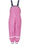 Roze met hartjes regenbroek met schouderbanden van Playshoes