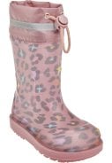 Roze met Leo Print duurzame kinder regenlaarzen van Playshoes