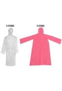 Roze + Transparante wegwerp regenjas voor kinderen met drukker sluiting - 10 stuks