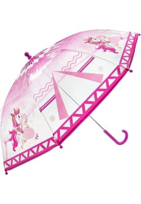 Roze / transparatante Eenhorn koepelparaplu