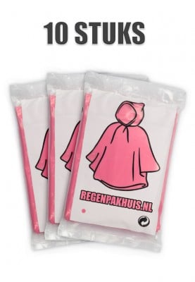  Roze wegwerp regenponcho's (10 stuks)
