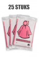  Roze wegwerp regenponcho's (25 stuks)