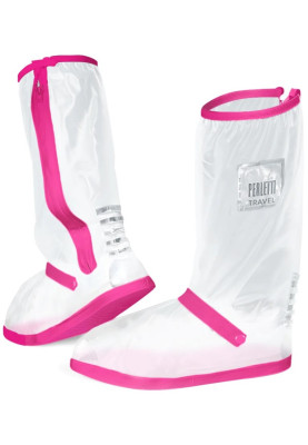 Semi transparante met roze band hoge regenoverschoenen (Shoe Cover) van Perletti