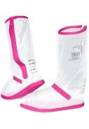 Semi transparante met roze band hoge regenoverschoenen (Shoe Cover) van Perletti 1