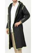 Zwarte regenjas City Trench  met lime bies van Perletti