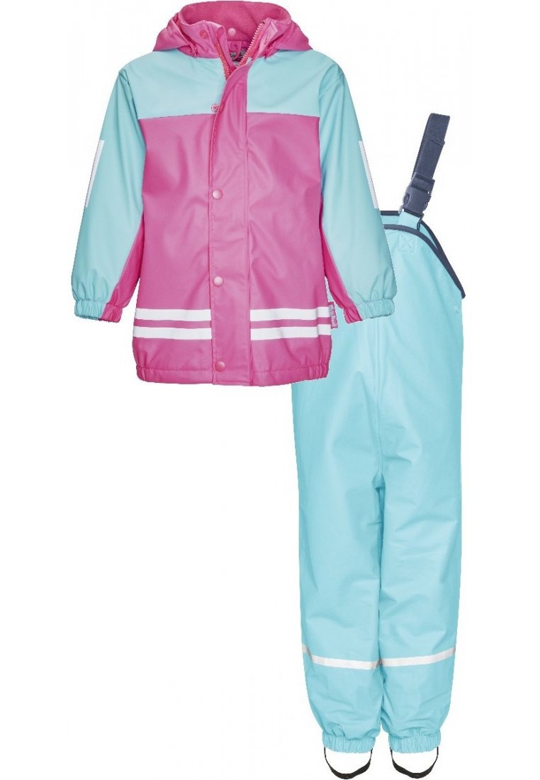 Kan worden genegeerd Hol Gentleman vriendelijk Turqouise / roze gevoerde regenpak van Playshoes - Kinderregenkleding