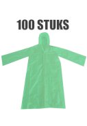 Wegwerp regenjas met drukkers (groen) - 100 stuks