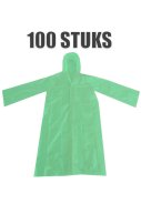 Wegwerp regenjas met drukkers (groen) - 100 stuks