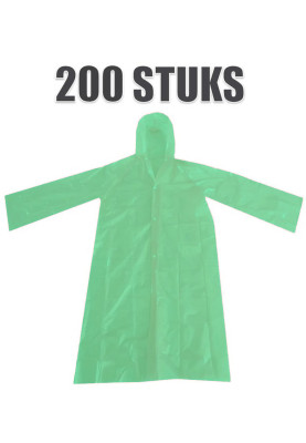 Wegwerp regenjas met drukkers sluiting (groen) - 200 stuks