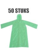 Wegwerp regenjas met drukknopen (groen) - 50 stuks