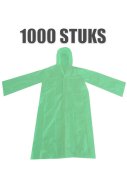 Wegwerp regenjas met sluiting (groen) - 1000 stuks