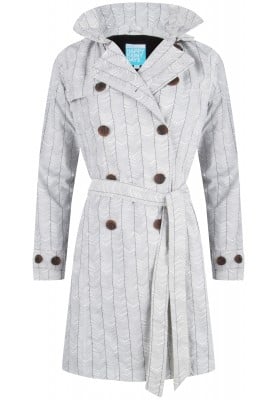 Gebroken wit met zwarte streep trenchcoat Bodille van Happy Rainy Days