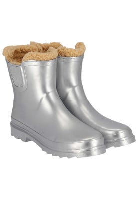 Zilver metallic gevoerde Chelsea damesregenlaars Rubber Rain Boots van XQ