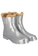Zilver metallic gevoerde Chelsea damesregenlaars Rubber Rain Boots van XQ